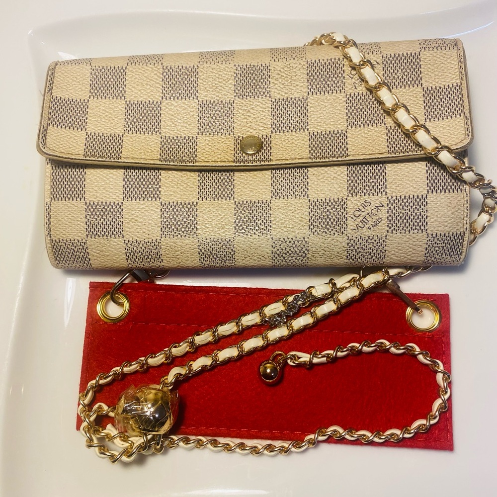 79A-LOUIS VUITTON Damier Azur Sarah Long Wallet /COA #CA 0079 -See video